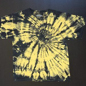 Custom Black on Yellow Tie Dye T-Shirt Youth Med